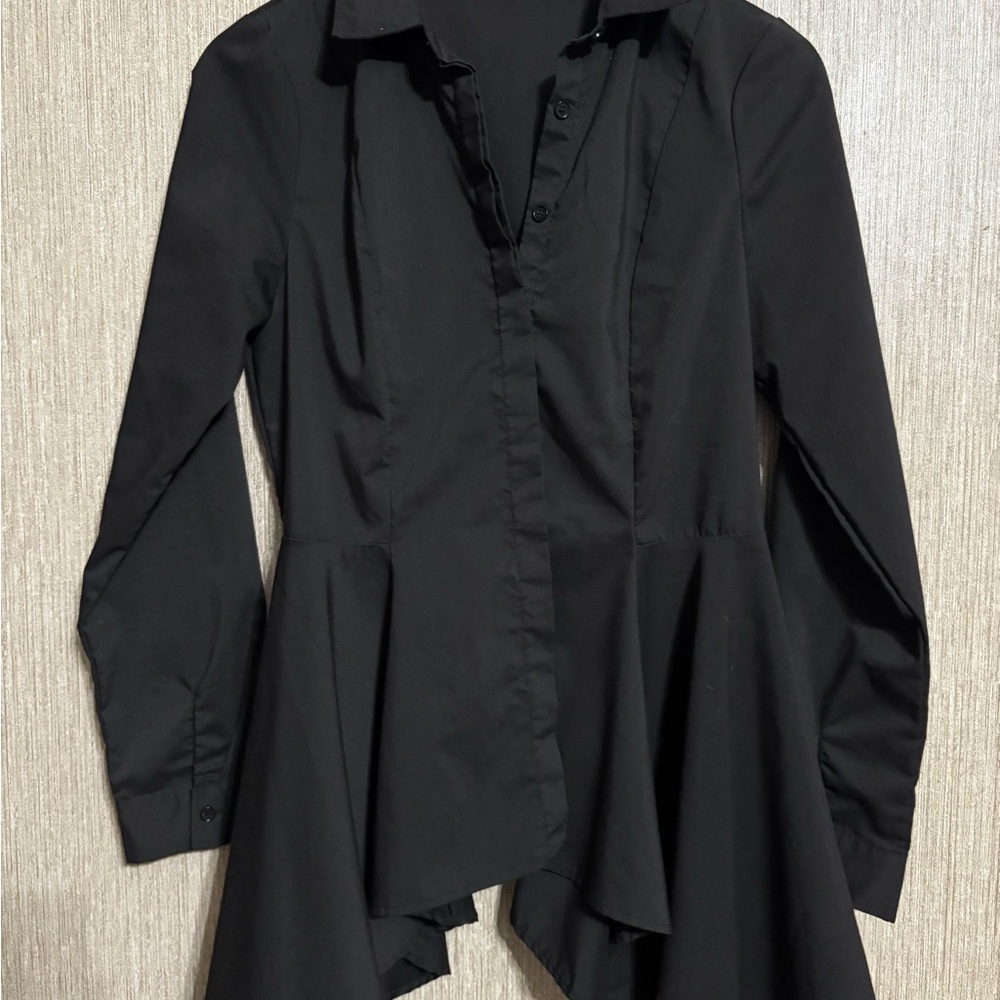 Chic Black Asymmetrical Blouse